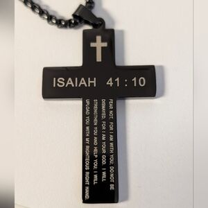 Black Stainless Steel Cross Pendant Necklace